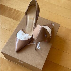 Christian Louboutin Irina 120 Patent Pointed-Toe Pumps in Nude